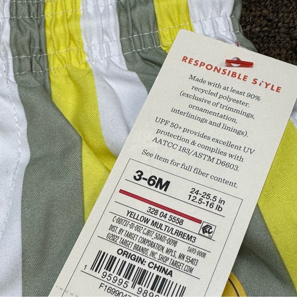 0-3M + 3-6M - Cat & Jack - Baby Striped Swim Shorts Trunks UPF 50+ NEW - Picture 5 of 5